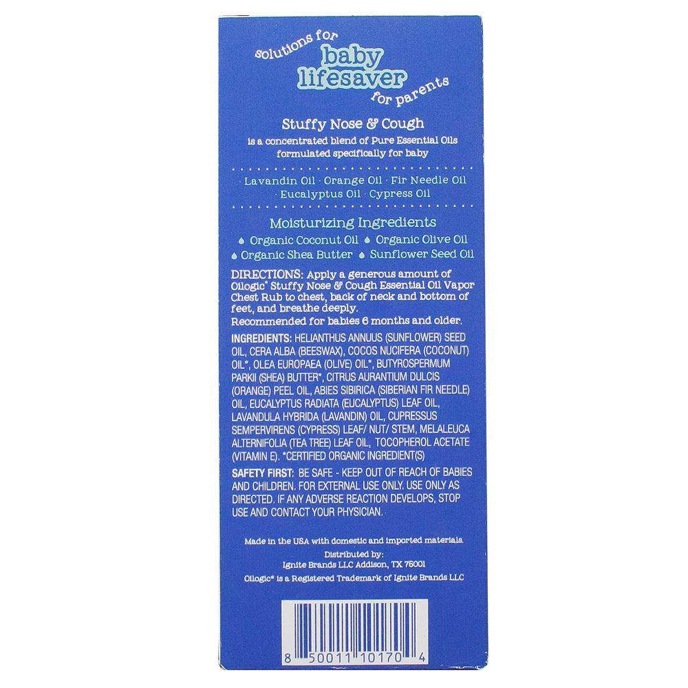 Oilogic Baby & Kid Solutions - Stuffy Nose & Cough Vapor Chest Rub
