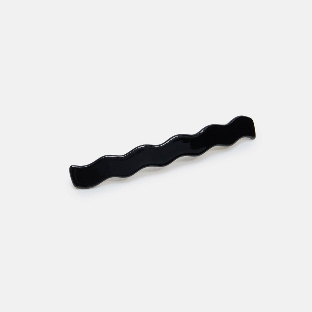CHUNKS - Skinny Wave Barrette in Black