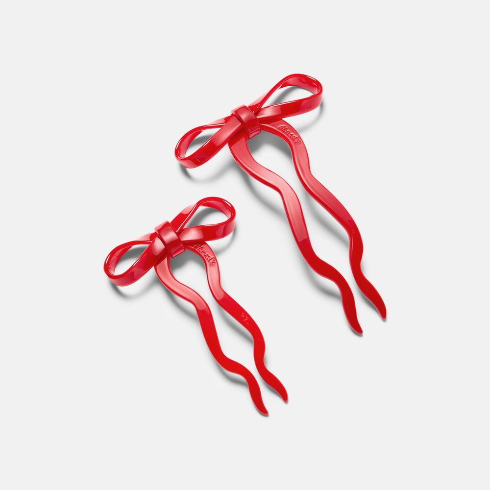 CHUNKS - Bow Hairpin in Large Cherry