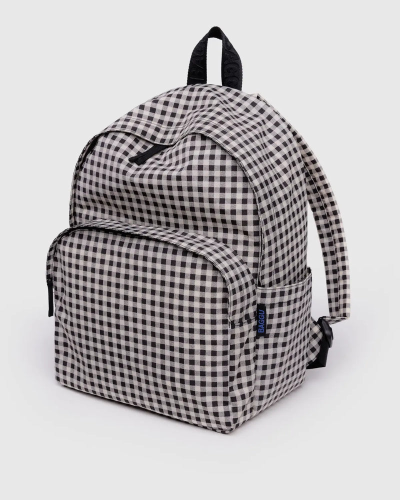 BAGGU - Large Nylon Backpack Black & White Gingham