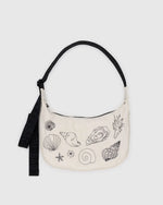 BAGGU - Medium Nylon Crescent Bag Embroidered Shells