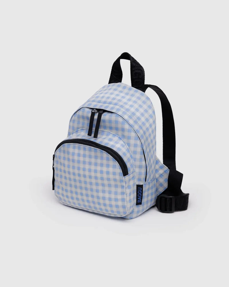 BAGGU - Mini Nylon Backpack Light Blue Gingham