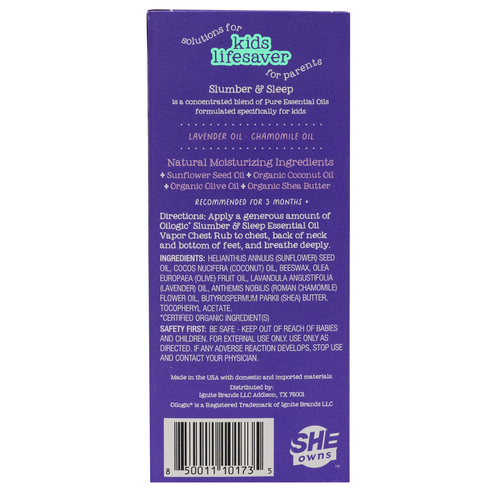 Oilogic Baby & Kid Solutions - Kids Slumber & Sleep Vapor Chest Rub