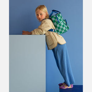 Studio Ditte -  Green-blue blocks backpack - small