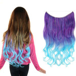 Magic Manes - Jellybean Purple and Aqua Curly Ombre Halo Hair Extension