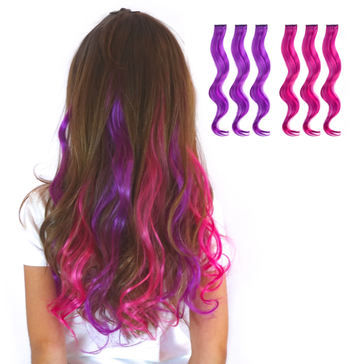 Magic Manes - Tutti Fruity Purple and Pink Curls Clip-in Hair Extension